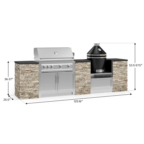 Outdoor Kitchen Signature Series 9 Piece Cabinet Set with 40 in. Natural Gas Platinum Grill