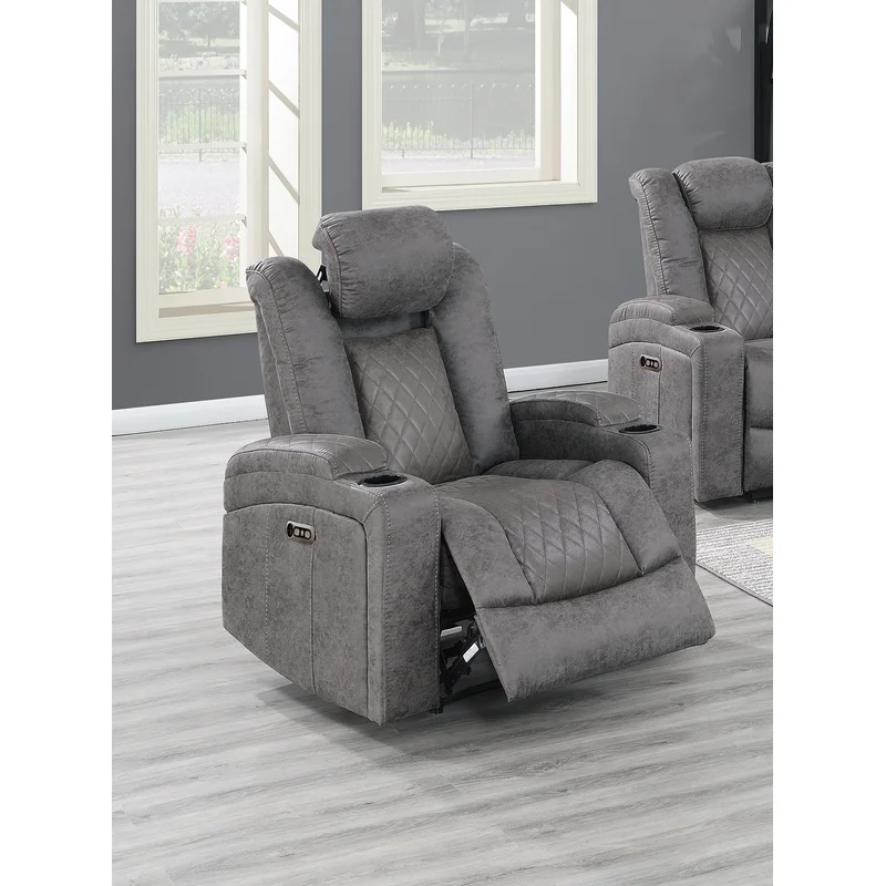 Faux Leather Home Theater Seat with Cup Holder