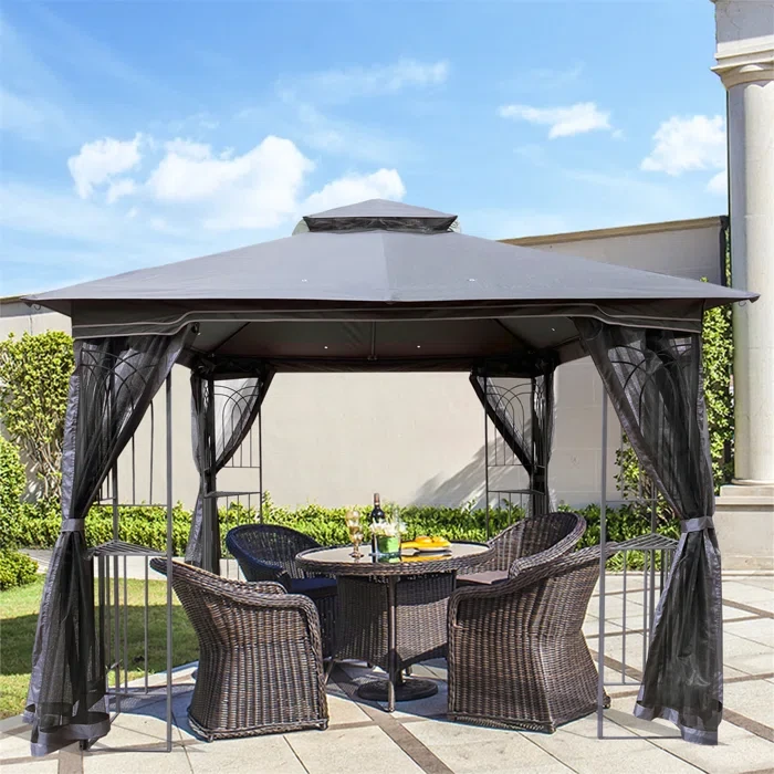 10 Ft. W x 10 Ft. D Iron Patio Gazebo