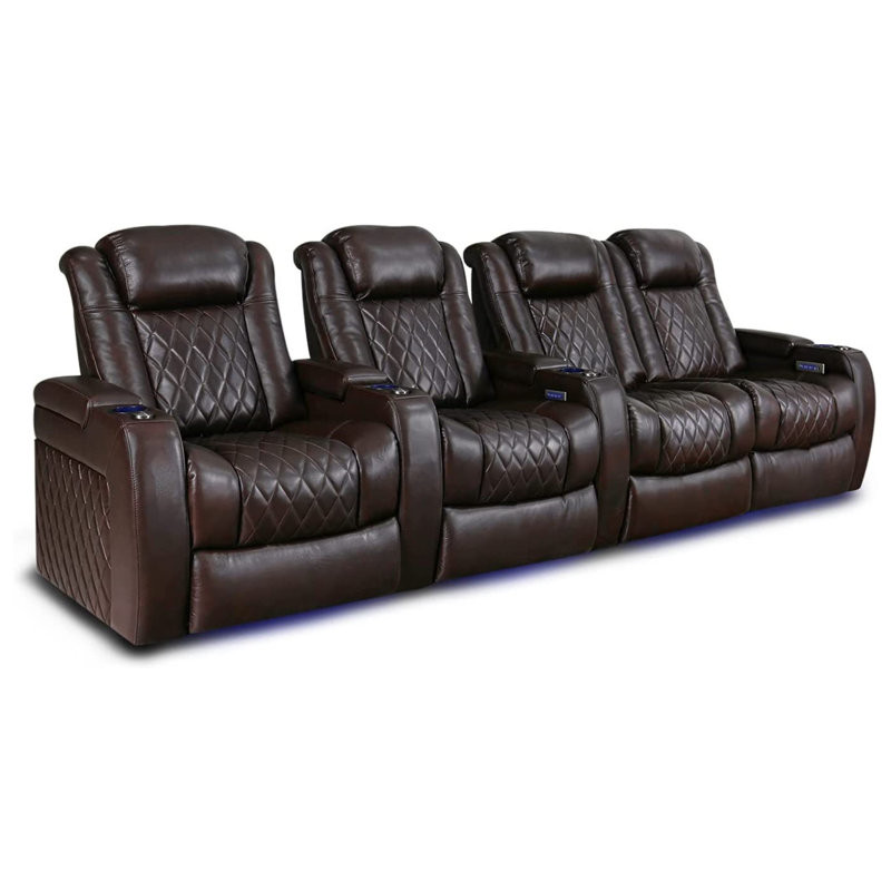 Tuscany Leather Home Theater Seating with Cup Holder