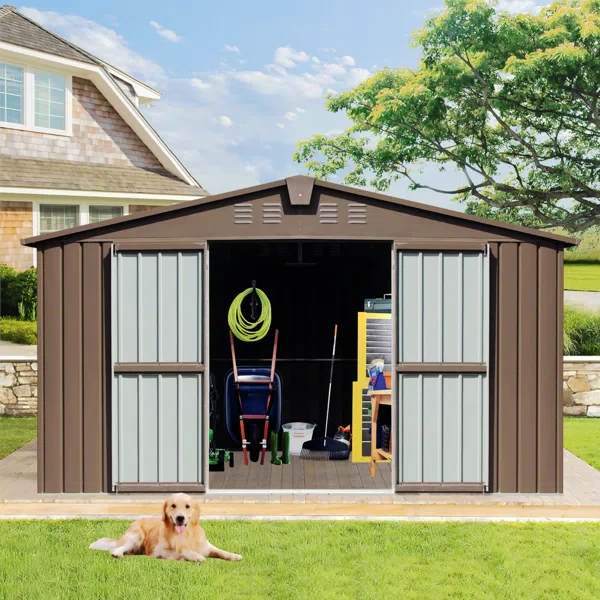 78.70" H x 154.17" W x 138.11" D Backyard Storage Shed With Frame & Windows