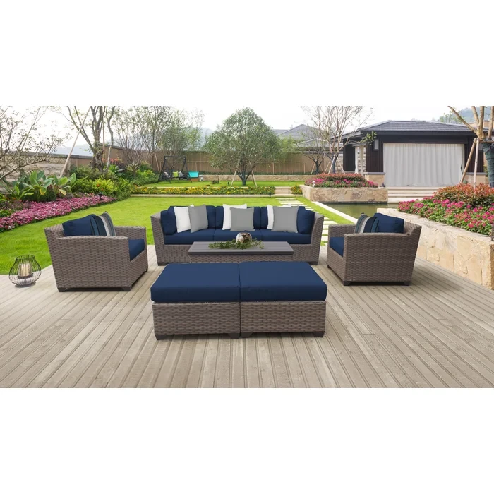 Amjad 8 Piece Outdoor Sectional Seating Group with Cushions