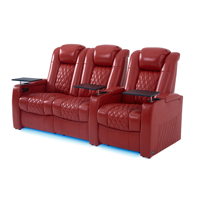 Ivy Bronx Leather Home Theater Seating Dual Power Movie Theater Chairs Theater Recliner Sofa