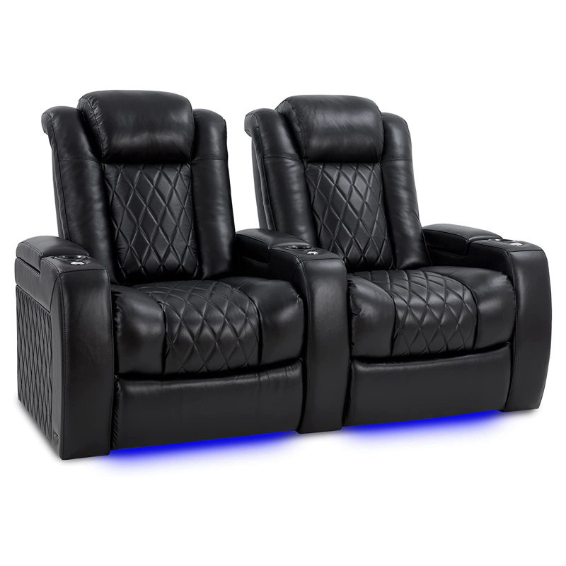 Tuscany Leather Home Theater Seating with Cup Holder Leather Type:  Dark Chocolate Genuine Leather