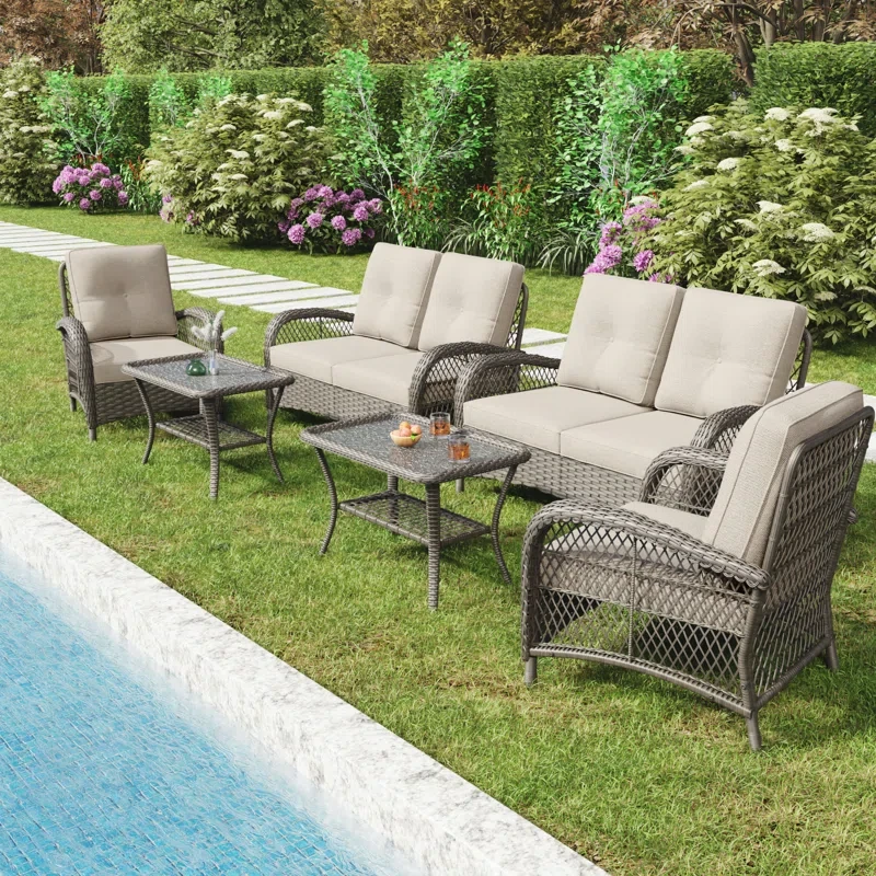 Saivon 6 - Person Outdoor Seating Group with Cushions