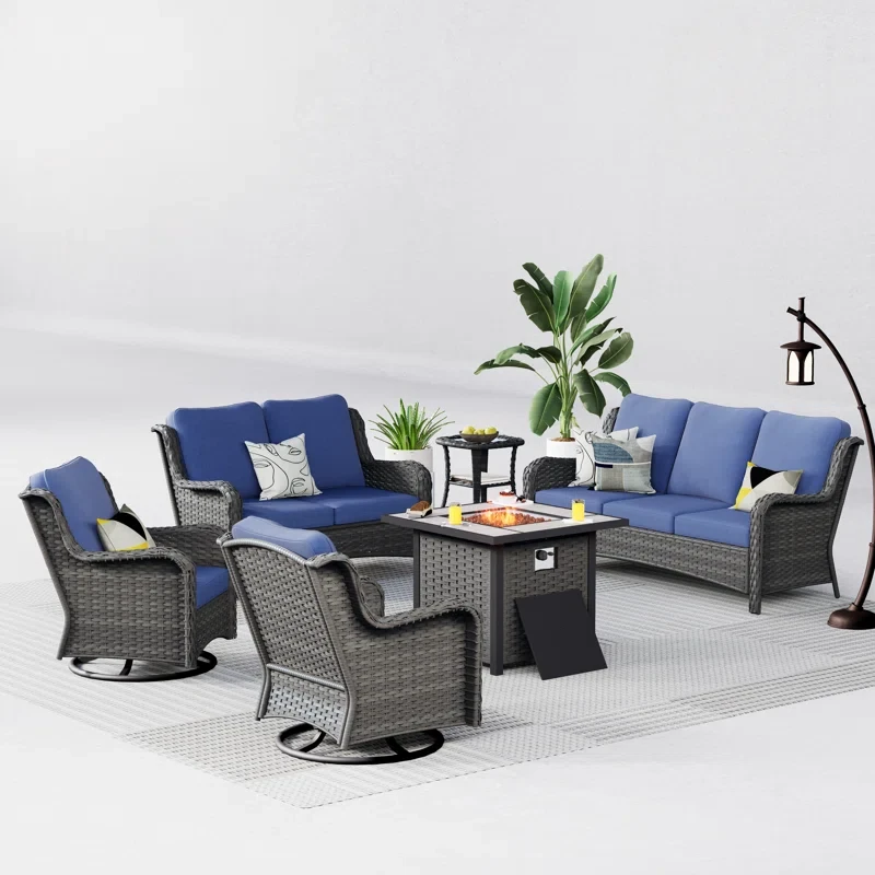 24.8" H x 30" W x 30" D 8 - Person Outdoor Seating Group with Cushions