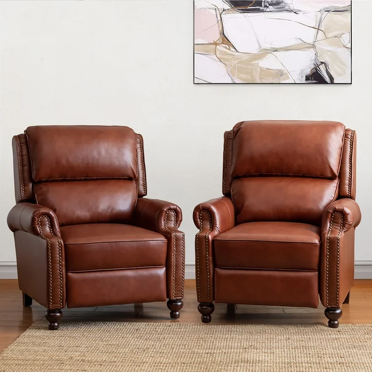 Anre Genuine Leather Recliner With Nail Head Trim (Set of 2)