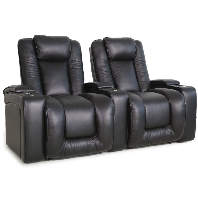 Upholstered Home Theater Seating with Cup Holder