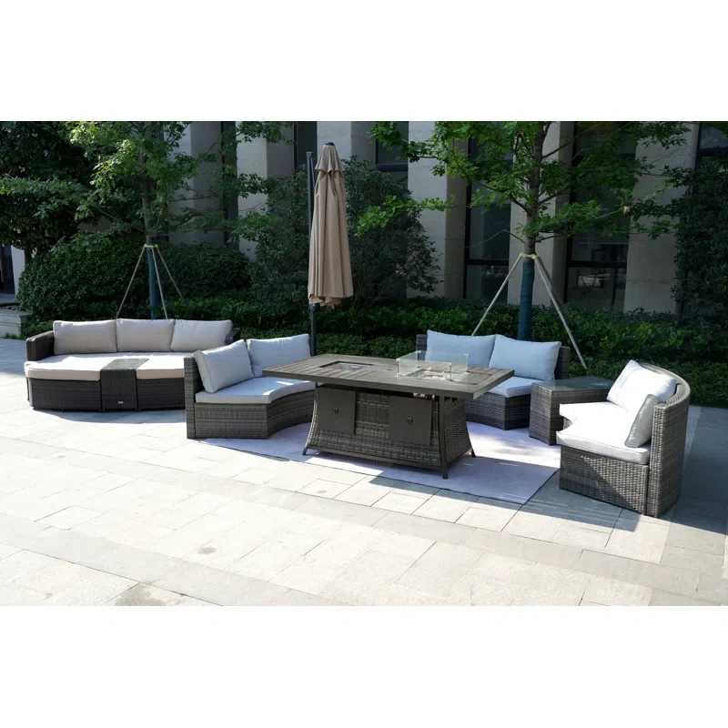 Aliaksey 11 - Person Outdoor Seating Group with Cushions