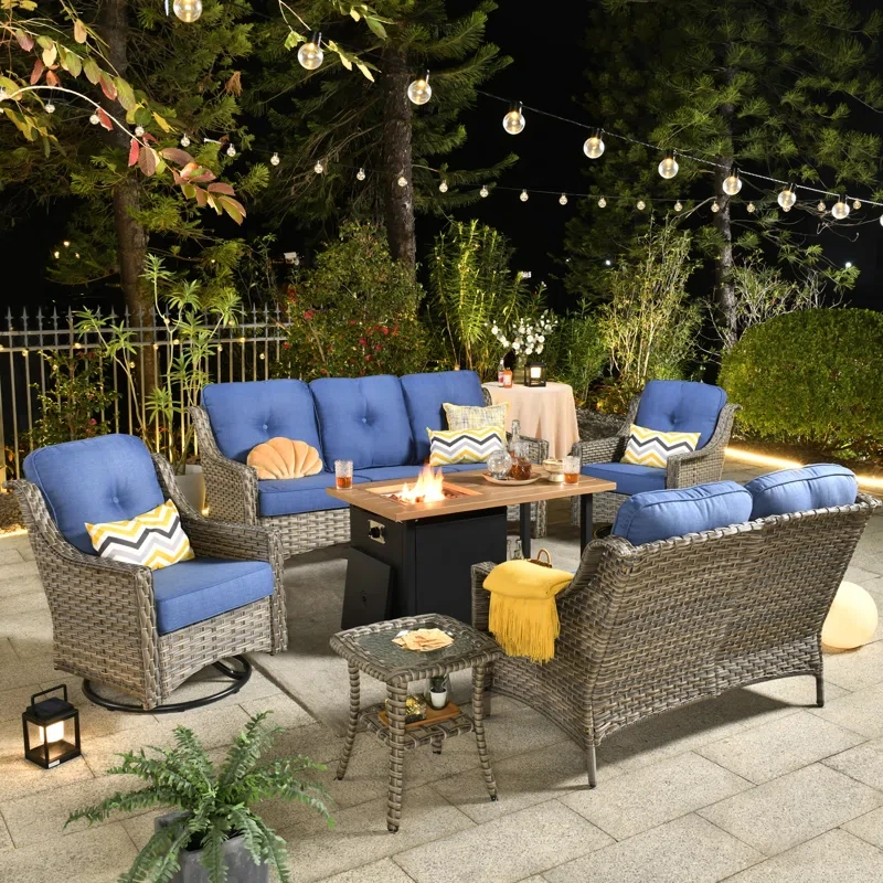 Elysha 7 - Person Outdoor Seating Group with Cushions