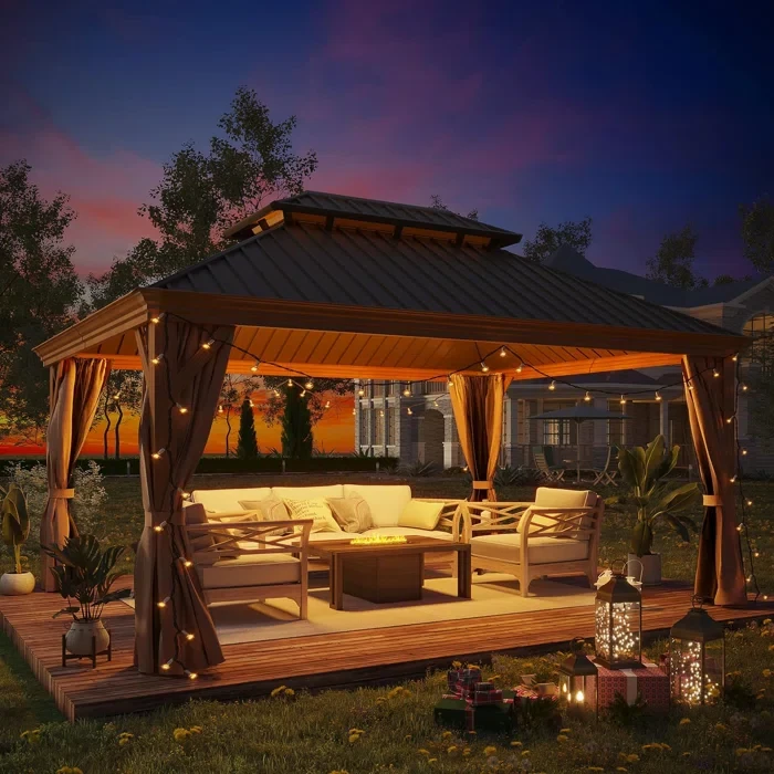 18 Ft. W x 13 Ft. D Aluminum Patio Gazebo