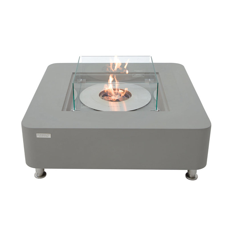 Brisseyda 14'' H x 40'' W Concrete Bio-ethanol Fuel Outdoor Fire Pit Table with Lid