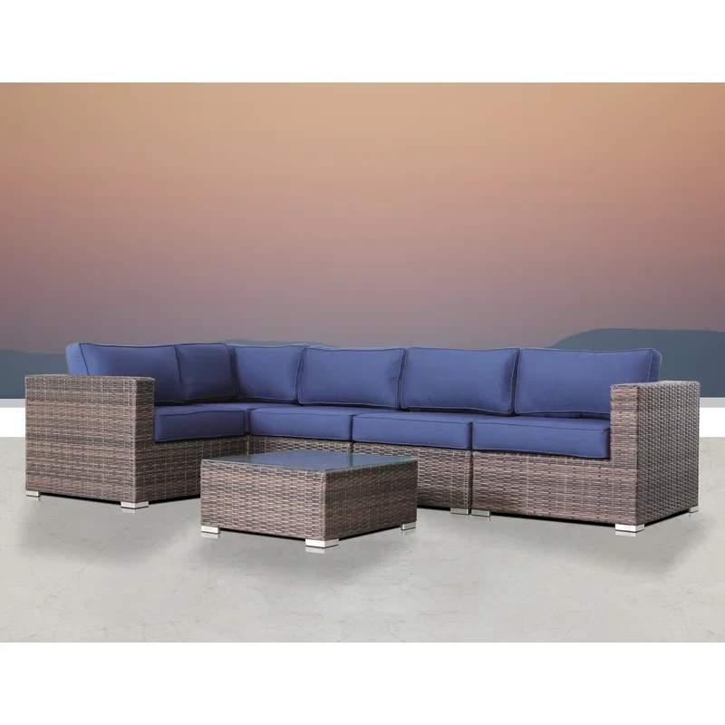 Interlaken Brown Fully Assembled 6 Piece Sectional Seating Group With Cushion