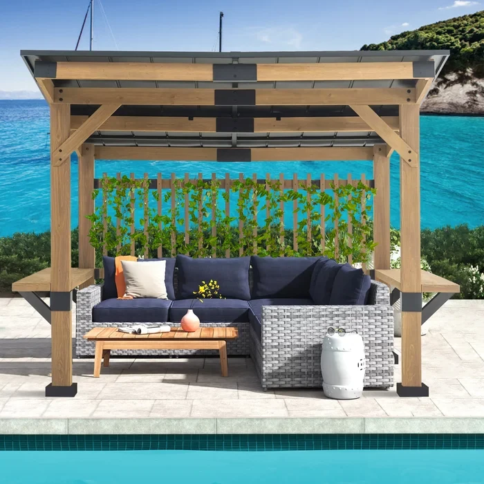 11 Ft. W x 10 Ft. D Solid Wood Pergola