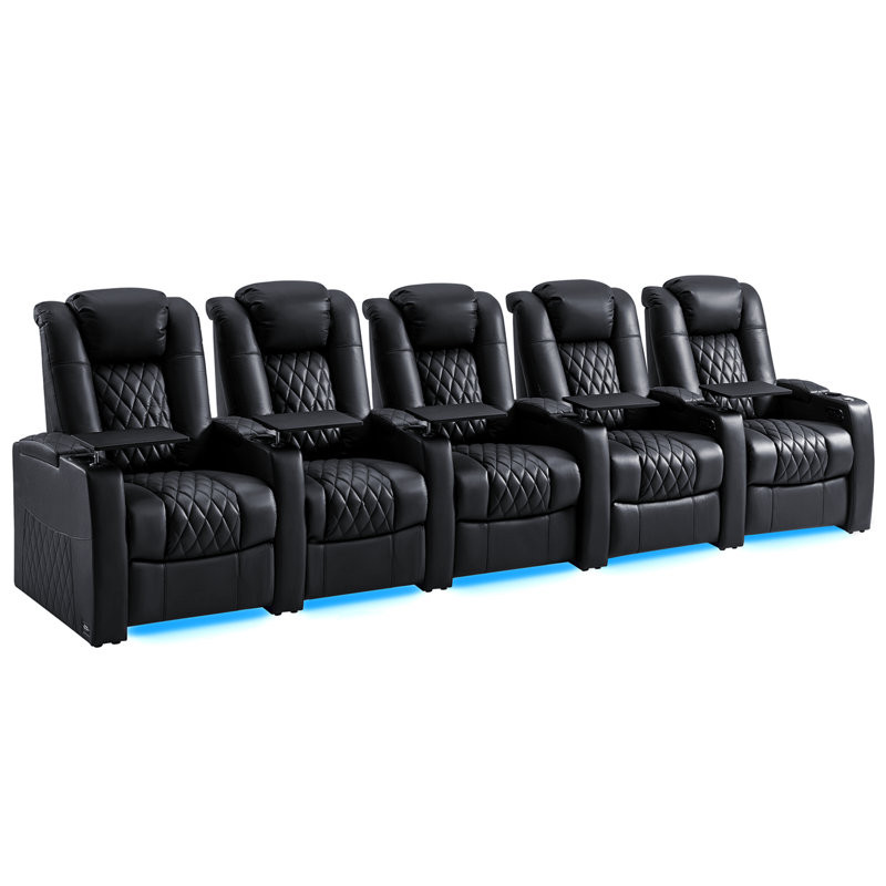 Orren Ellis Leather Home Theater Seating, Game Seats Movie Theater Chairs Theater Recliner Sofa