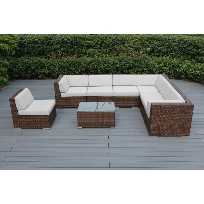 Billyjo Wicker 7 - Person Seating Group with Cushions - No Assembly