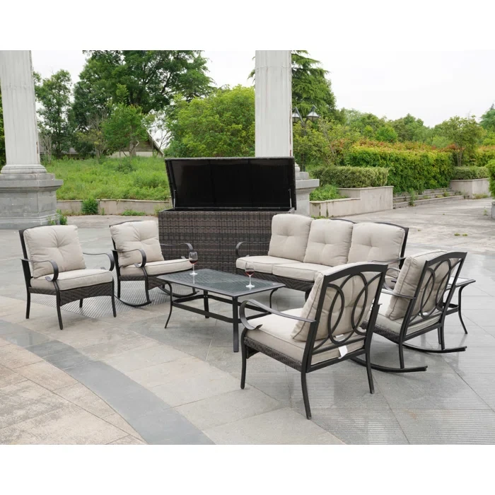 Amairany 7 - Person Outdoor Seating Group with Cushions