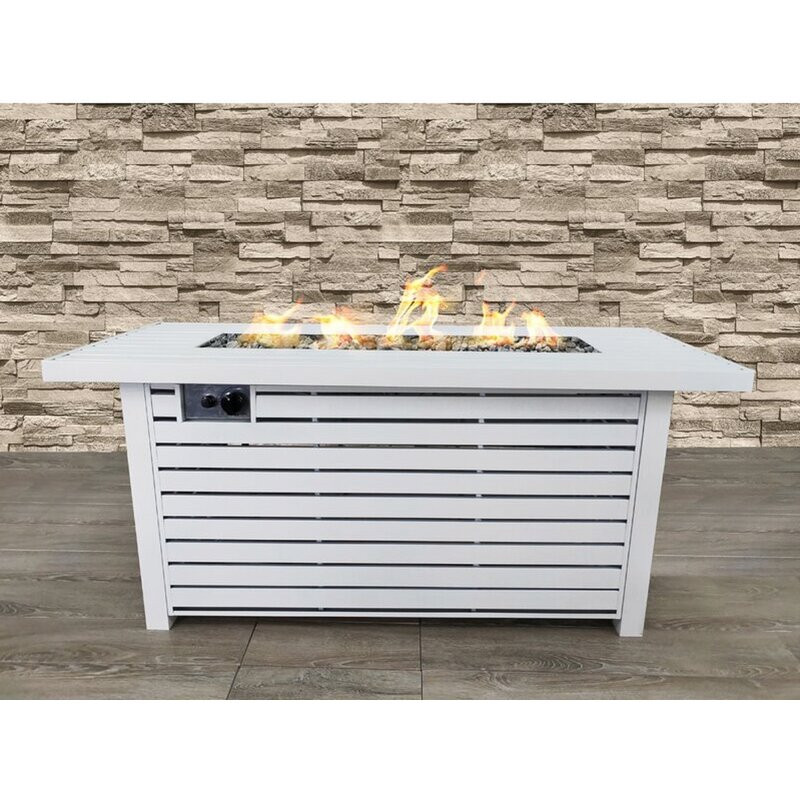 Bigby 24" H Propane/Natural Gas Outdoor Steel Fire Pit Table with Lid 25" H x 54" W x 22" D