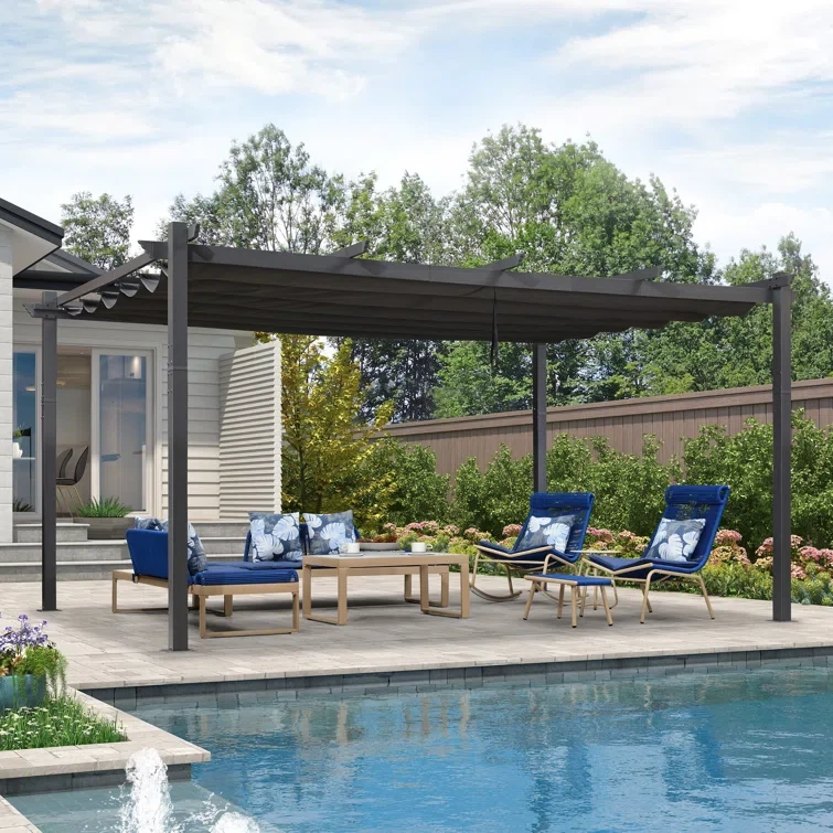 16 Ft. W x 12 Ft. D Aluminum Pergola with Canopy