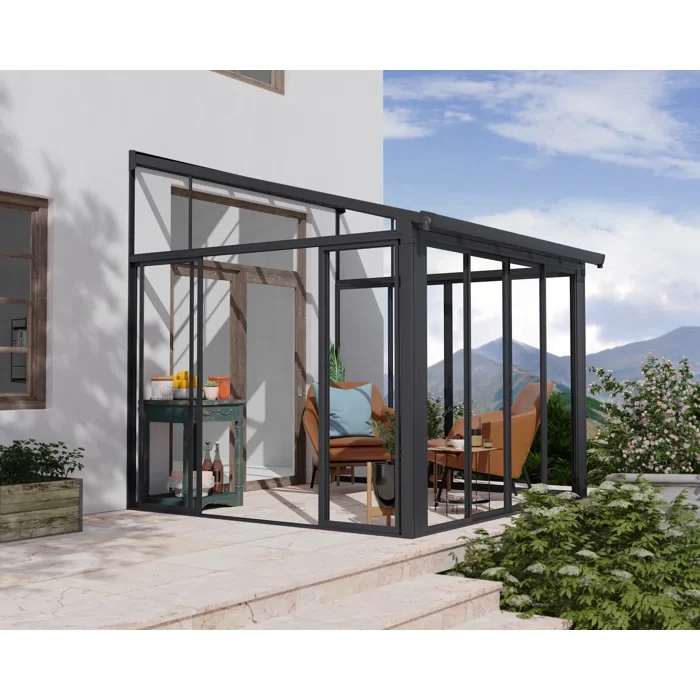 SanRemo Metal Patio Gazebo with Screen Doors 9.6 Ft W x 17.9 Ft D