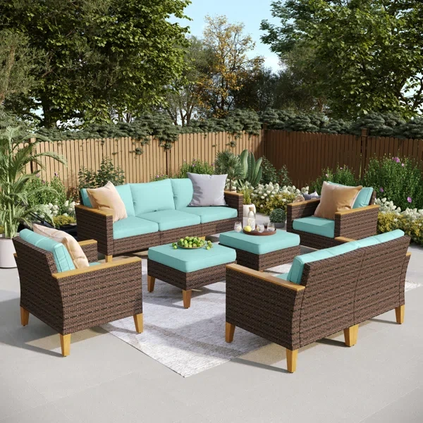 Argyri 9-Piece Wicker Outdoor Patio Conversation Furniture Sectional Set