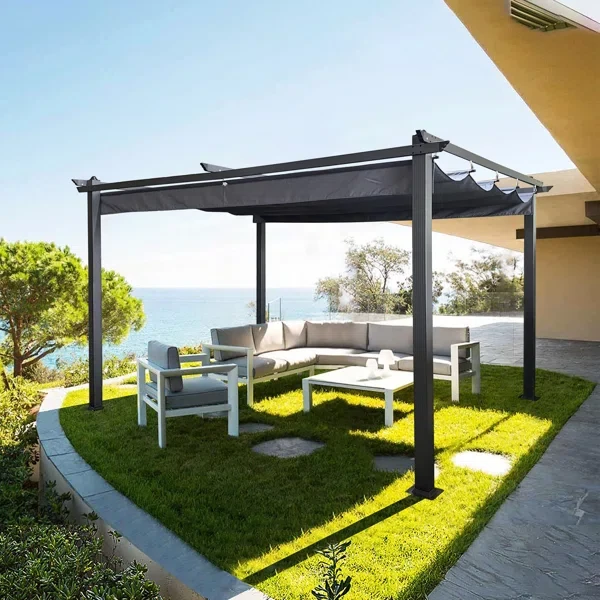 13 Ft. W x 10 Ft. D Aluminum Pergola with Canopy