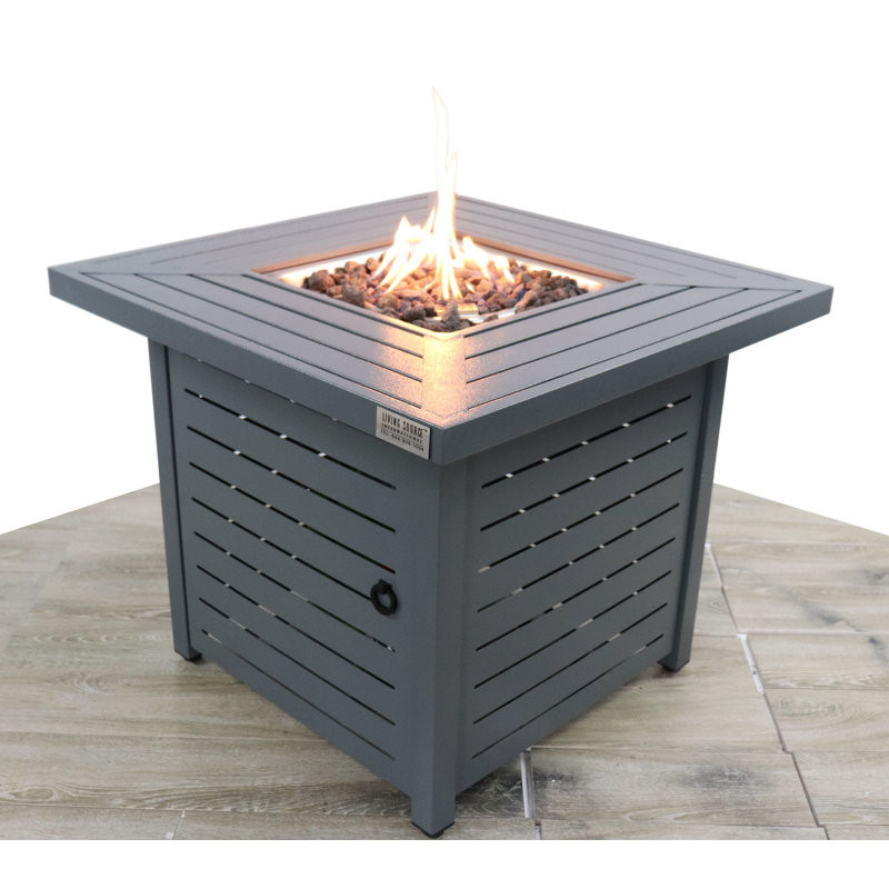 Jenise 25.08'' H x 30.08'' W Stainless Steel Outdoor Fire Pit Table with Lid