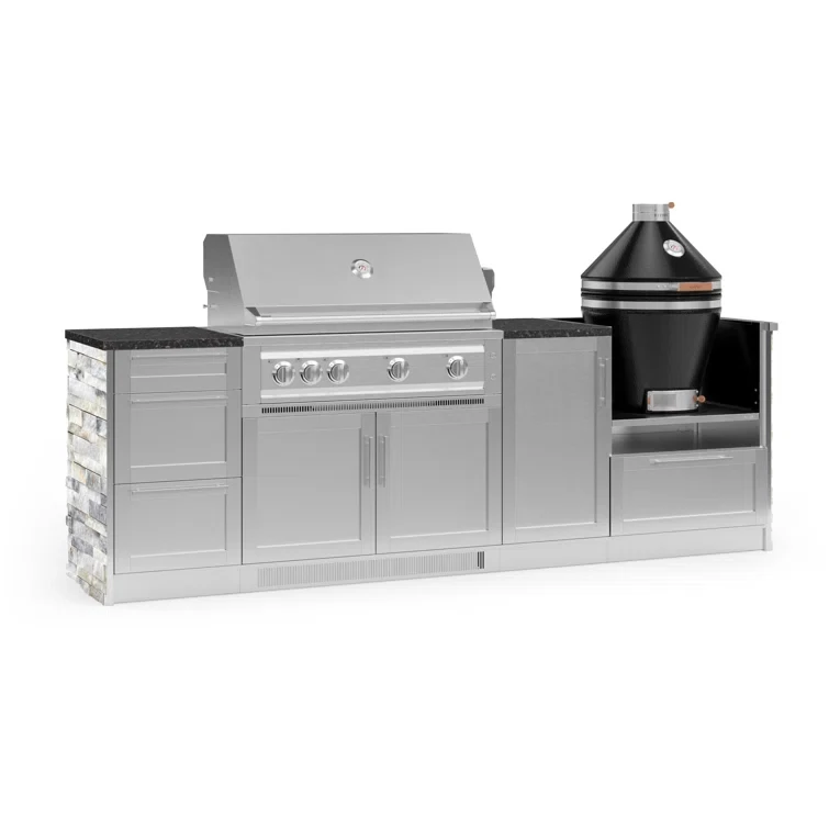 Outdoor Kitchen Signature Series 8 Piece Cabinet Set with 40 in. Propane Gas Platinum Grill