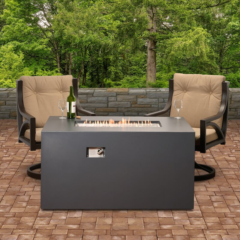 26.4" H x 30" W Aluminum Propane Outdoor Fire Pit Table with Lid