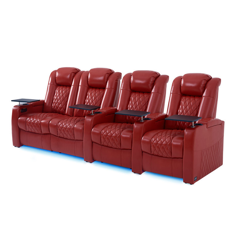 Ivy Bronx Leather Home Theater Seating Dual Power Movie Theater Chairs Theater Recliner Sofa