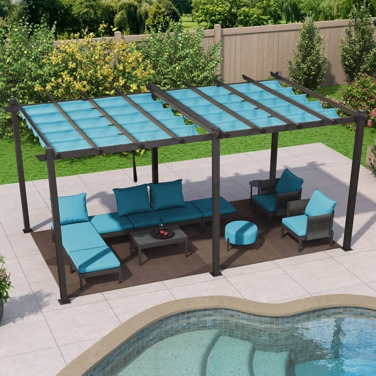 18 ft. W X 10 ft. D Aluminum Pergola with Canopy