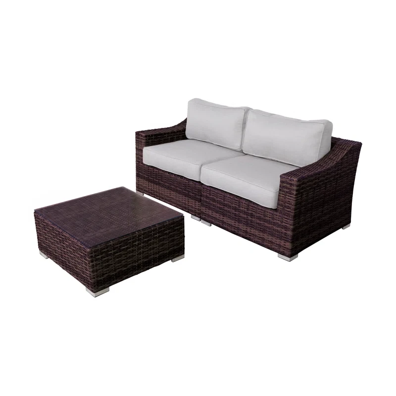 Moyeda Wicker Fully Assembled 2 - Person Seating Group with Cushions