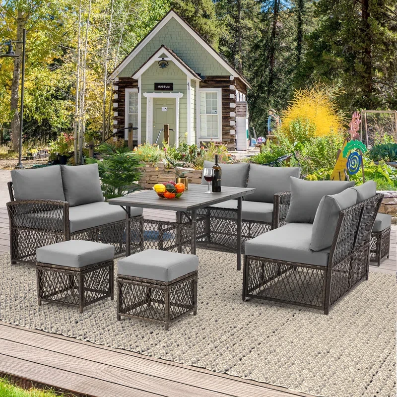 Angila 9 - Person Outdoor Seating Group with Cushions