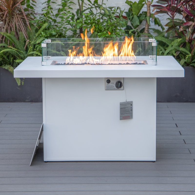 Chelsea Patio Modern Black Aluminum Propane Fire Pit Table