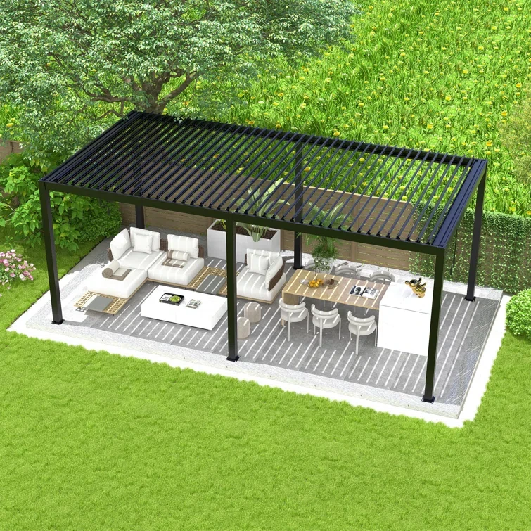 19 Ft. W x 10 Ft. D Metal Louvered Pergola