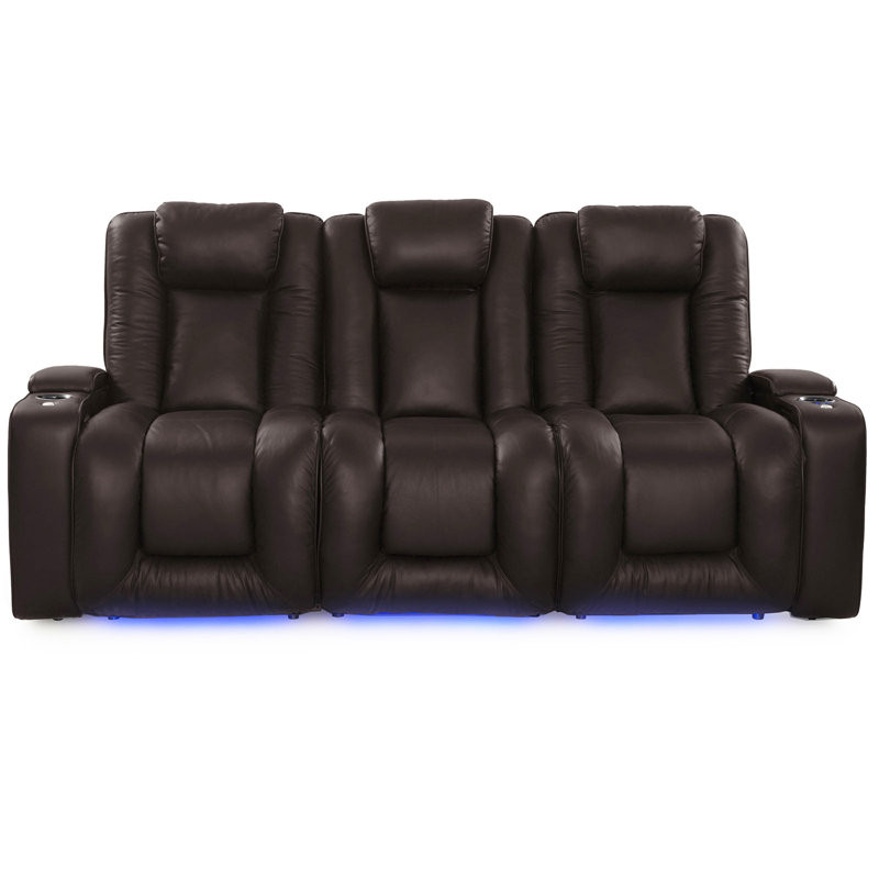 Euston Upholstered Home Theater Seating with Cup Leather Type:  Brown Leather Match