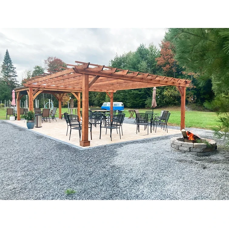 18 ft. W x 18 ft. D Solid Fir Wood Pergola