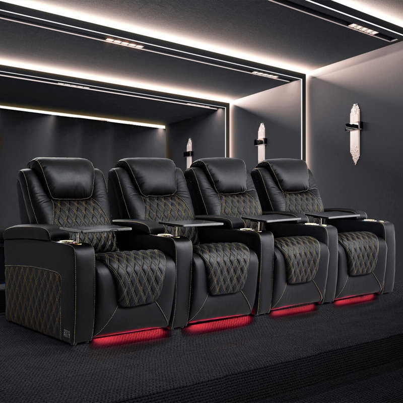 Leather Home Theater Seating with Cup Holder