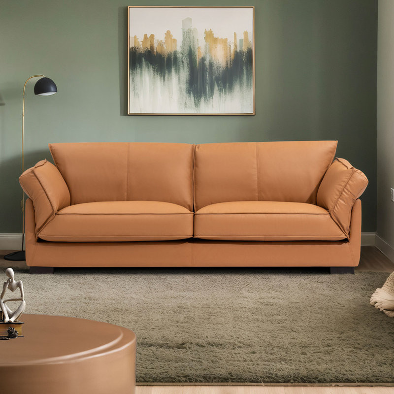 Taveyon 89.76'' Leather Sofa