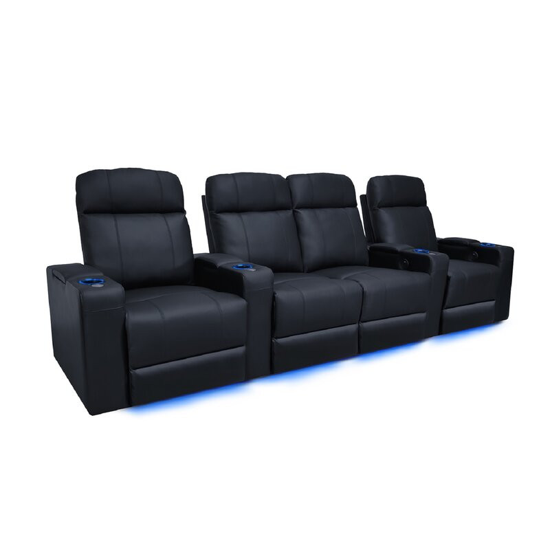 Upholstered Home Theater Seat with Cup Holder