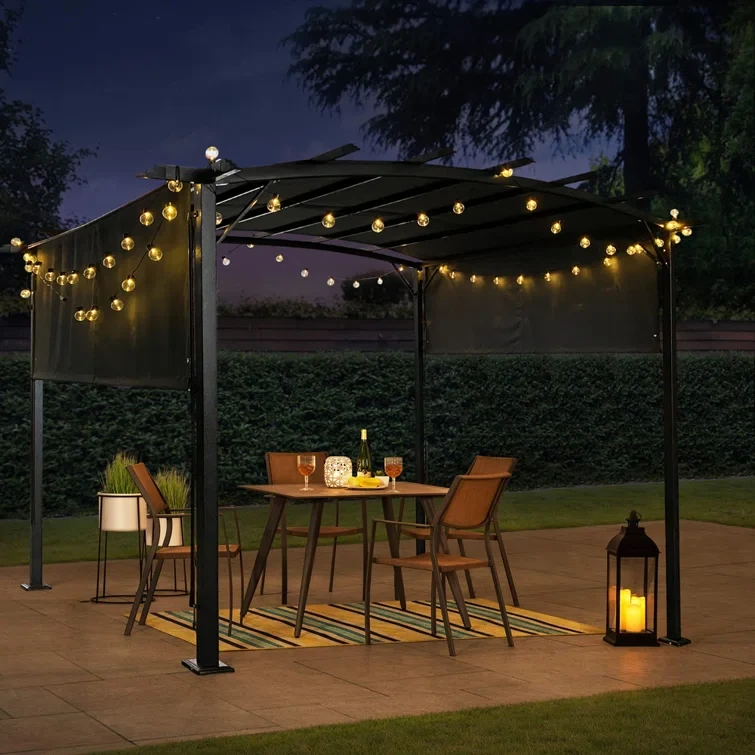 12 Ft. W x 9.5 Ft. D Steel Pergola with Canopy