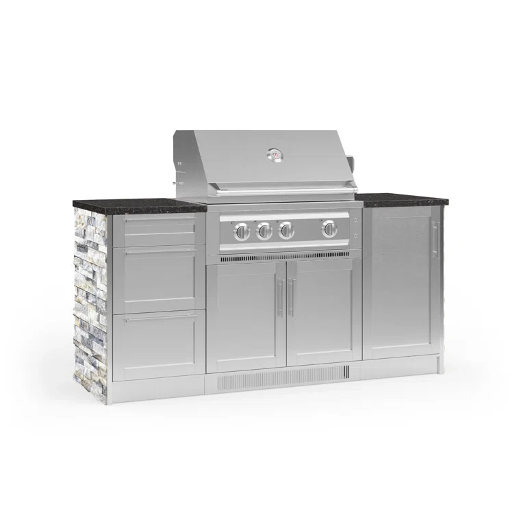 Outdoor Kitchen Signature Series 8 Piece Cabinet Set with 33 in. Propane Gas Platinum Grill