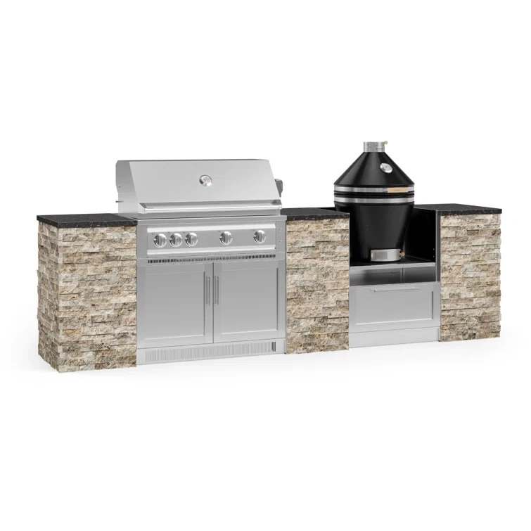 Outdoor Kitchen Signature Series 9 Piece Cabinet Set with 40 in. Propane Gas Platinum Grill