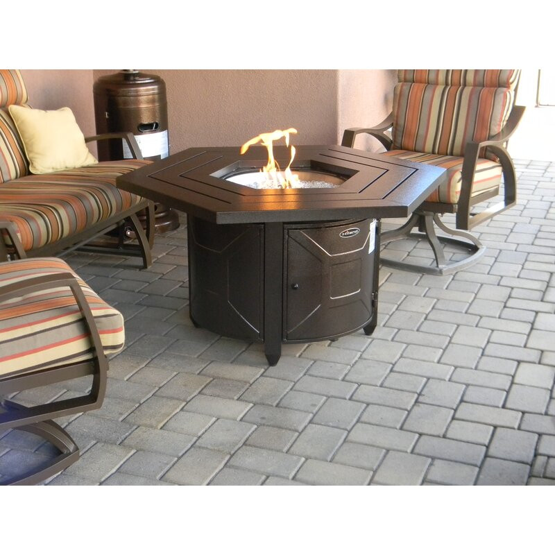 Silver Aluminum Propane Gas Fire Pit Table