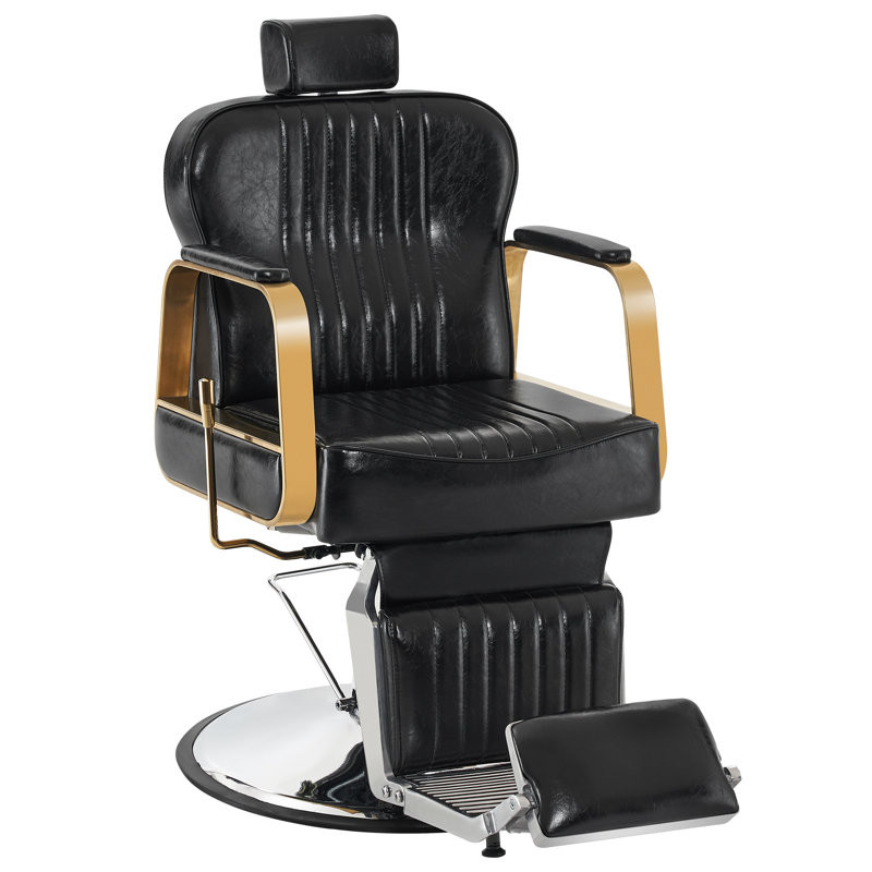 Juleus 19.5" Wide Manual Swivel Heavy Duty Metal Frame Hydraulic Barber Salon Recliner