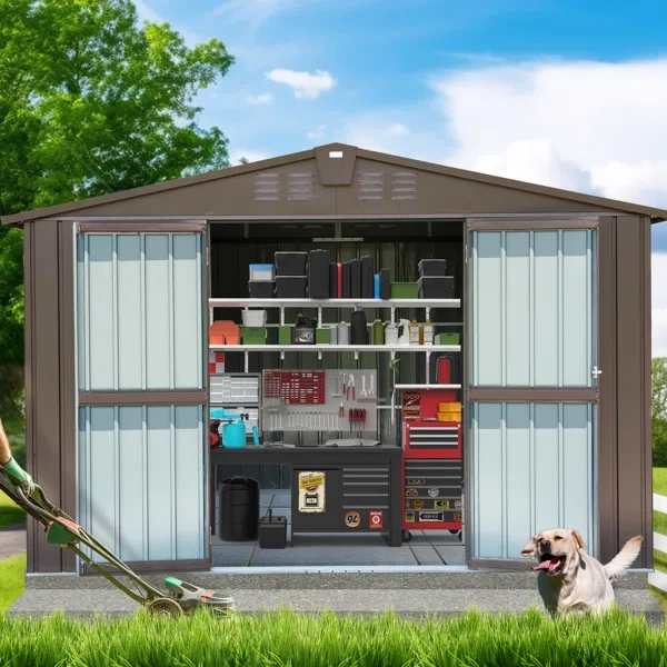 74.49" H x 98.74" W x 75.43" D Metal Portable Storage Shed