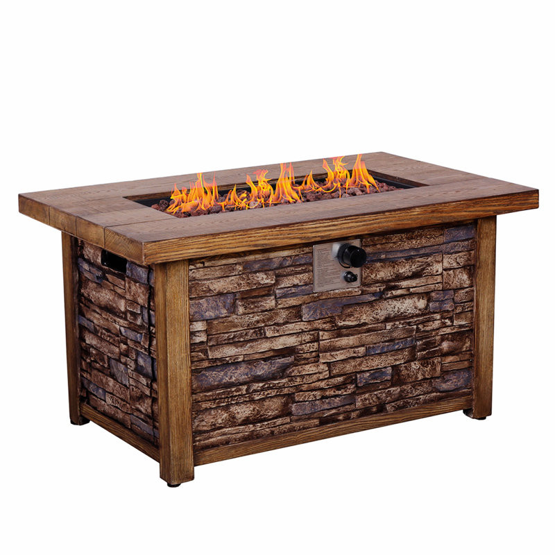 Idelmo 23.8'' H x 43.5'' W Magnesium Oxide Propane Outdoor Fire Pit Table