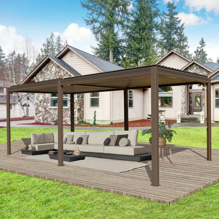 20 Ft. W x 10 Ft. D Aluminum Pergola with Canopy