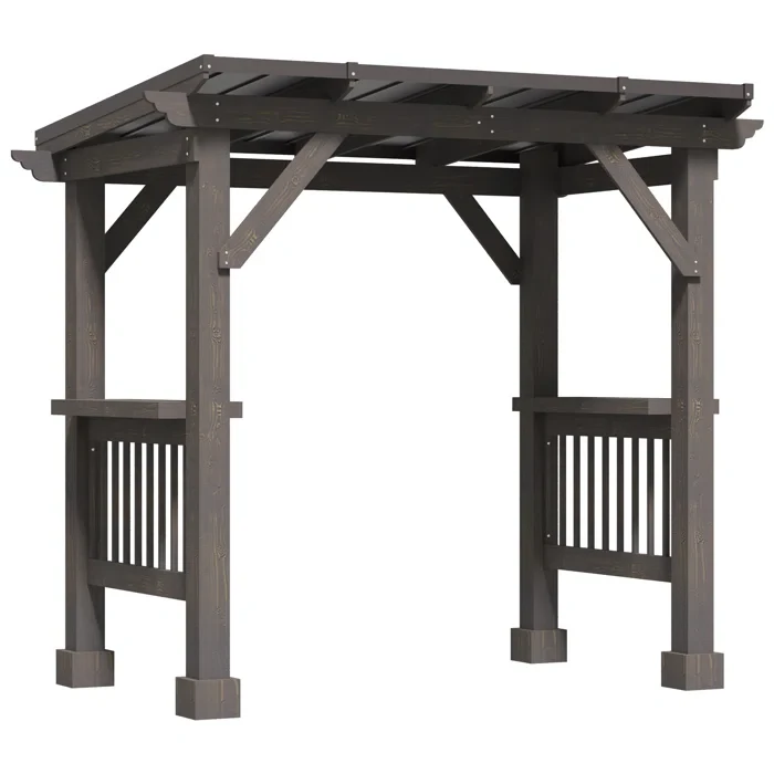 8.6 Ft. W x 5.4 Ft. D Solid Wood Grill Gazebo