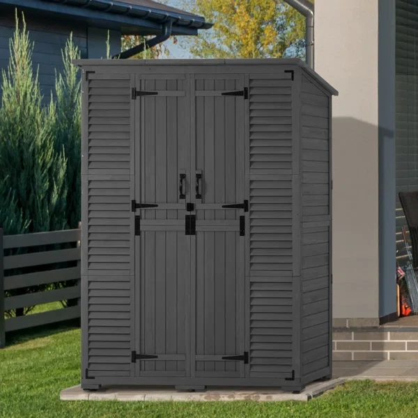 5 ft. W x 2 ft. D Outdoor Storage Shed with Double Lockable Doors and Waterproof Asphalt Roof